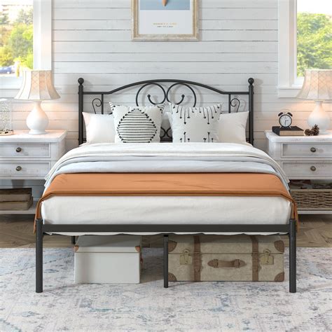 Yoneston 12” Full Size Heavy Duty Metal Platform Bed Frame with Love ...