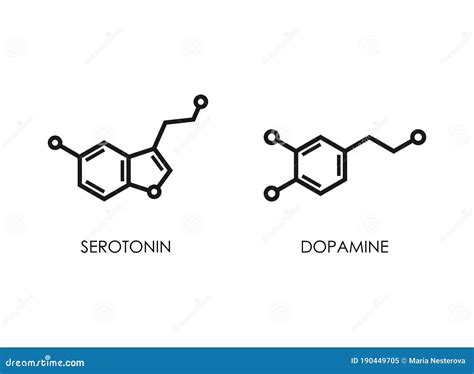 Dopamine Molecular Structure. Neurotransmitter Molecule. Skeletal Chemical Formula Cartoon ...