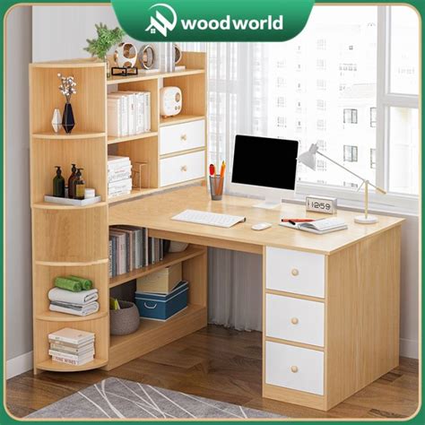 【Solid Wood】Study Table With Drawers 100/120/140CM Wooden Office Table ...