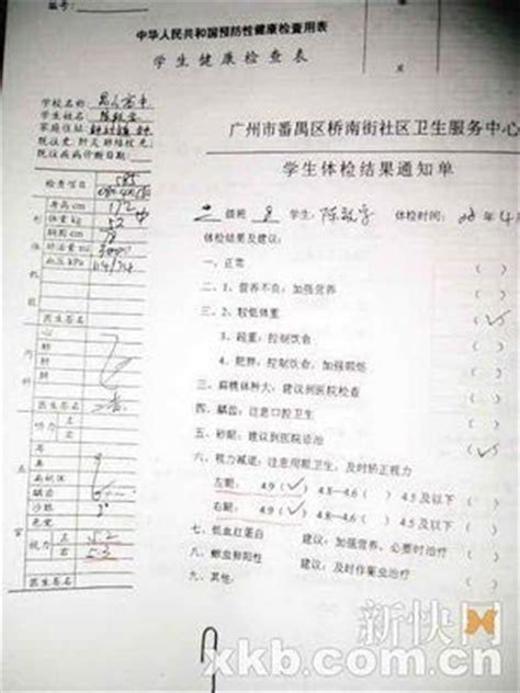 学生体检后视力多被错写为4.9(图)_新闻中心_新浪网