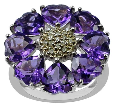 Carillon India Amethyst Heart Ring Diamond Silver Ring (9.5) : Amazon ...