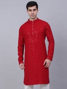 Jompers Men Embroidered Straight Kurta - Buy Jompers Men Embroidered ...
