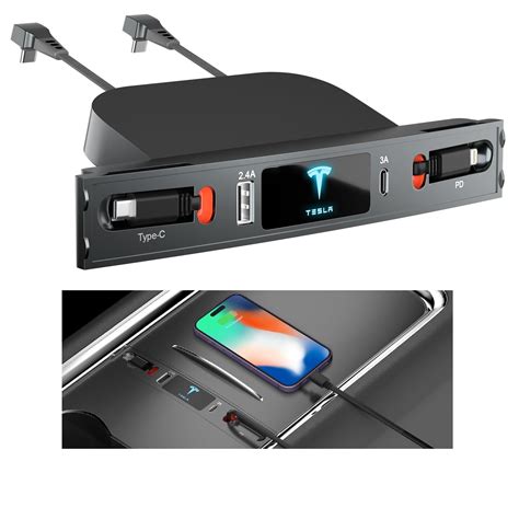 Buy Tesla USB Hub for 2021 2022 Tesla Model 3 Model Y, Retractable Hub ...