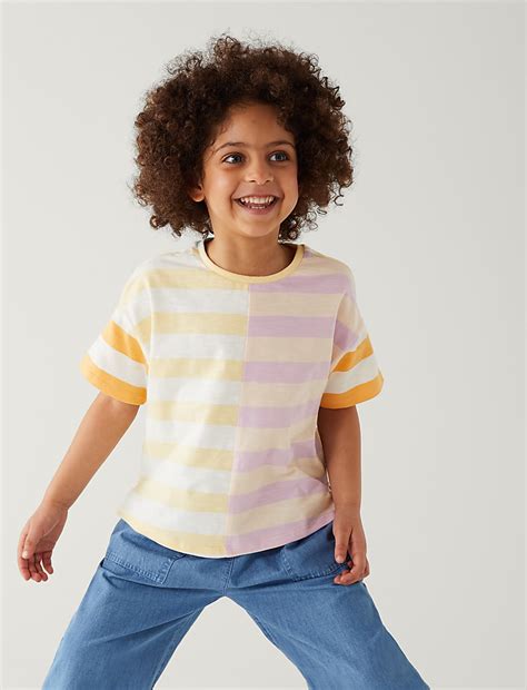 Buy Pure Cotton Striped T-Shirt at Marks & Spencer