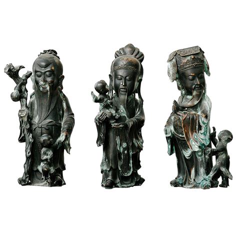 Fu Lou Shou Three Wise Men Bronze Figures For Sale at 1stDibs | chinese ...