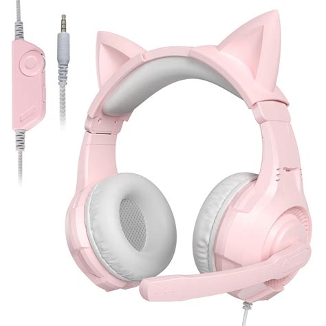 Mokochy Gaming Headsets Cat Ears Girly Headset with Mic Noise ...