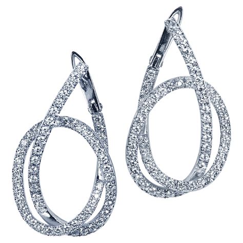Diamond Love Knot Earrings in 18K White Gold Settings For Sale at ...