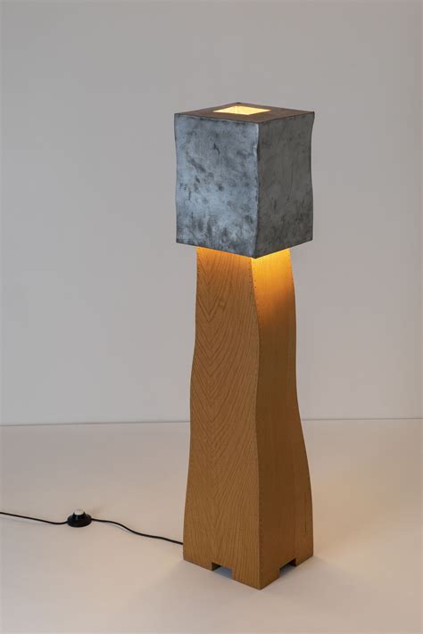 Modern Wood and Concrete Floor Lamp