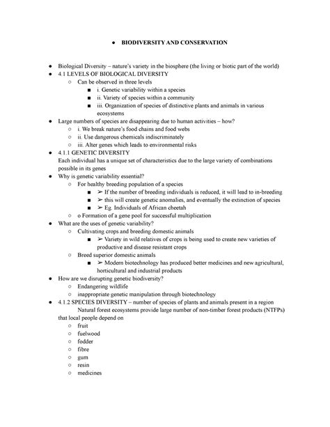 EVS Doc Biodiversity and Conservation - BIODIVERSITY AND CONSERVATION ...