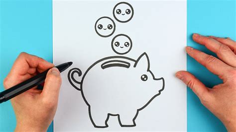 How to draw a piggy bank easy | Drawing and coloring piggy bank - YouTube