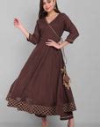 Amreen Coco Brown Angrakha Kurta and Dupatta - Angrakha Kurtas Online ...