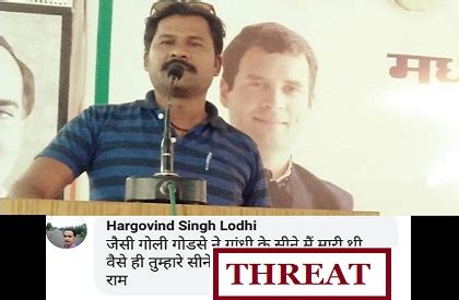 NewsBits : Congress leader gets death threat from 'Nathuram Godse ...
