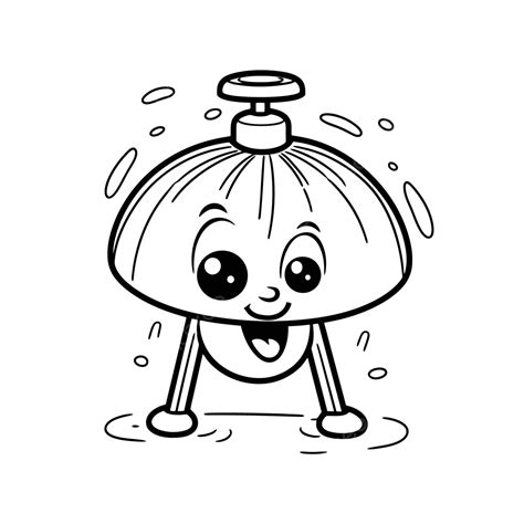 Cartoon Water Pump Coloring Outline Sketch Drawing Vector, Sprinkler ...
