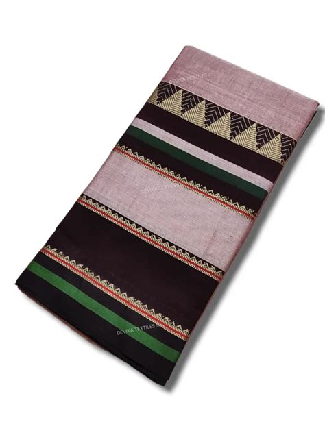 DEVIKA TEXTILES Pinkish Grey Rangoli Border Narayanpet Pure Handloom ...