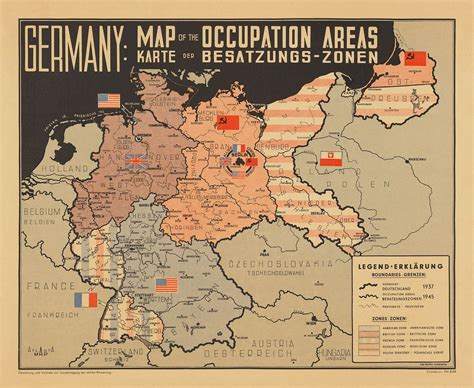 Nazi Germany World War 2 Map - Post War Potsdam Chart - Communist East & Allied West Berlin ...