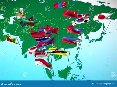 Asia Map Flags