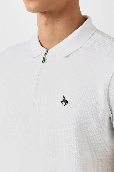Buy Men White Textured Polo Neck T-shirt Online - 40003105 | Van Heusen