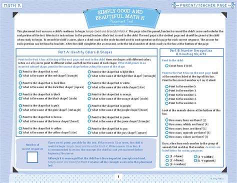 Math K 7 Placement Tests - M ATH KM ATH K This placement test assesses ...