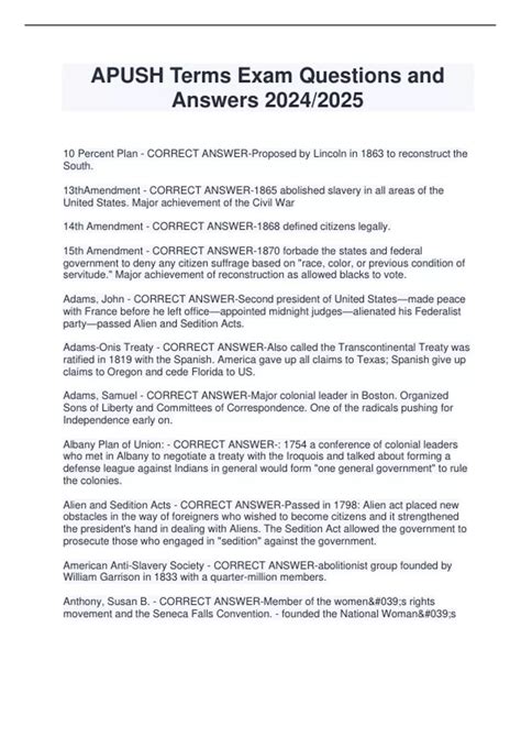 Apush Exam 2025