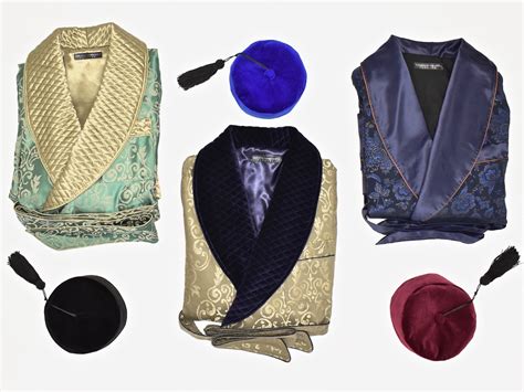 Gentleman's Velvet Smoking Hat, Dressing Gown and Smoking Jacket