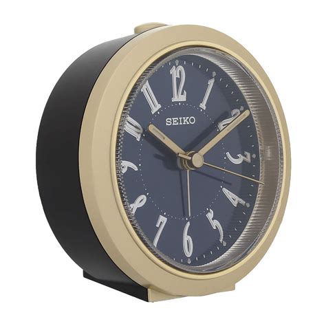 Seiko Elegant Round Black Plastic Analog Alarm Table/Desk Clock with ...