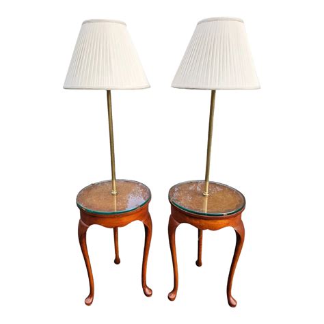 Pair of Vintage Frederick Cooper Queen Anne Style Floor Table Lamps ...