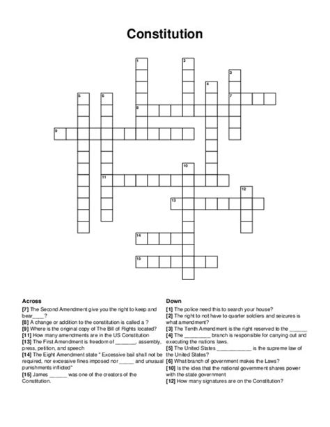 Constitution Crossword Puzzle