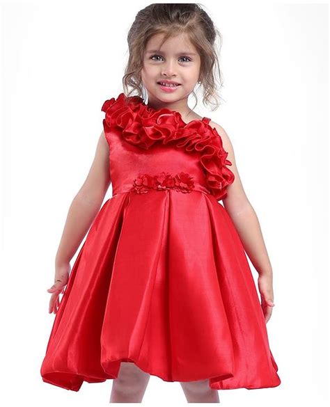 Babyhug Woven One Shoulder Sleeves Party Dress With Ruffle Detailing ...