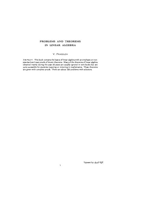 Problems and Theorems in Linear Algebra (MATH 1994) - Studocu