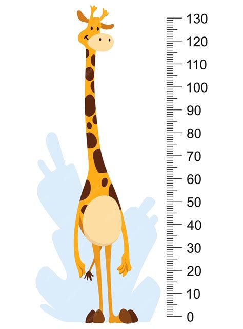 Height measure with growth ruler chart with cute cartoon giraffe animal ...