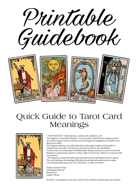 Printable Tarot Card Meanings Pdf at Rodney Hickman blog