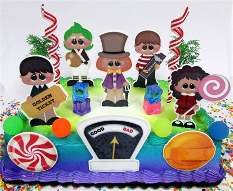 Buy Willy Wonka Birthday Cake Topper Set Featuring Wonka & Friends and ...