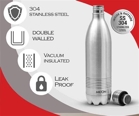 MILTON Duo DLX 1000 Thermosteel 24 Hours Hot and Cold Water Bottle, 1 ...