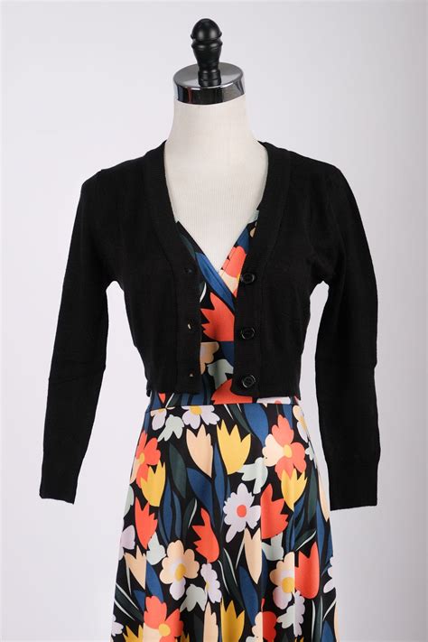 Classic Black Cropped Cardigan for Dresses – karina dresses