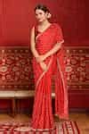 Buy Red Silk Sequins, Cut Work Embroidered Art Saree For Women by ...