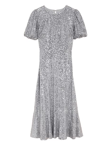 Buy Sequin Round Neck Midi Tea Dress at Marks & Spencer