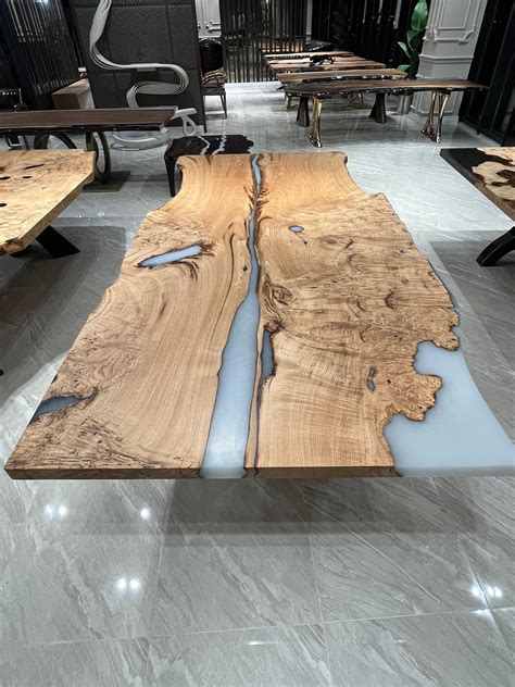 Ash Wood Epoxy Resin Dining Table - Large Wood Resin Table For Sale at ...