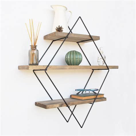Wall Hanging Diamond Shelf, Geometric Floating Shelf, Modern Shelfs ...