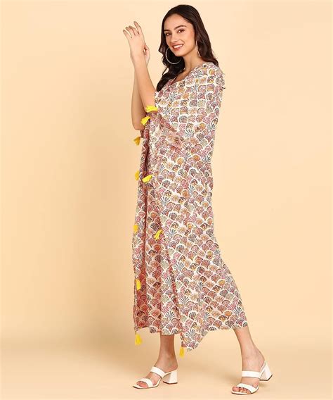 BLOCKS OF INDIA Hand Block Kaftan in Pure Cotton Fabric Multishell ...