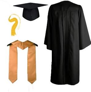 CONVOWEAR Black Convocation/Graduation Gown, Hat And Golden Sash ...