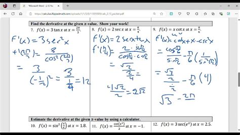 AP Calculus AB/BC 2.10 Derivatives of tan, cot, sec, and csc | Flipped ...