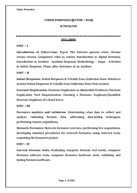 Cyber Forensics B.Tech CSE Syllabus: Understanding Cybercrime & Tools ...