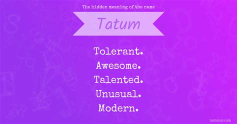 The hidden meaning of the name Tatum | Namious