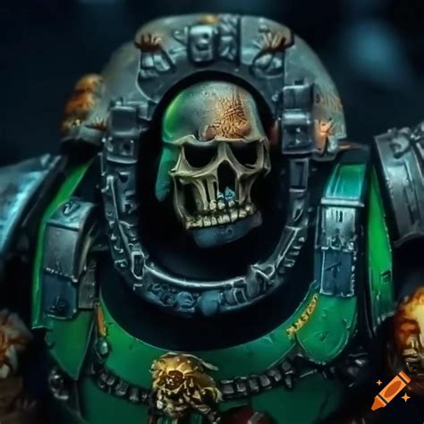 Warhammer 40k miniature of a Salamanders Space Marine on Craiyon