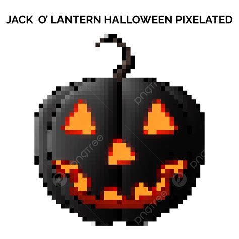 3d Pixel Art Black Jack O Lantern Pumpkin Head Scary Halloween Ornament Design Theme, Halloween ...