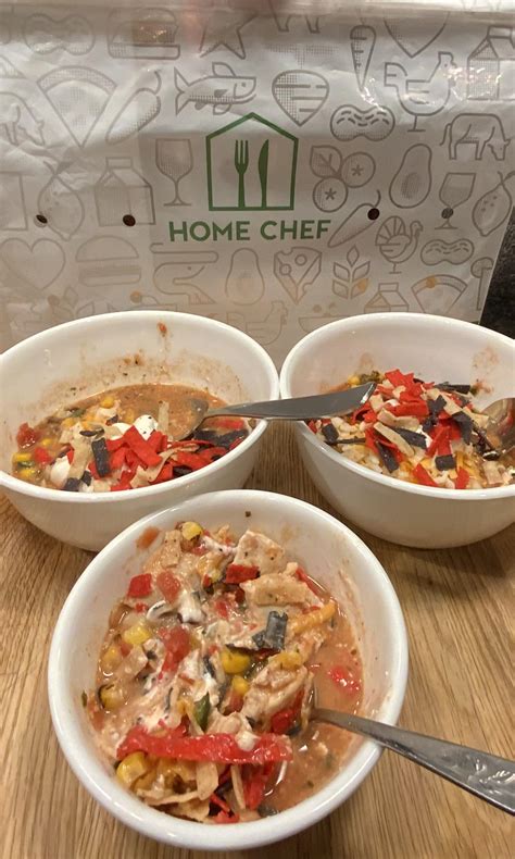 Amazing home chef meal I got. “Chicken tortilla soup with corn and ...
