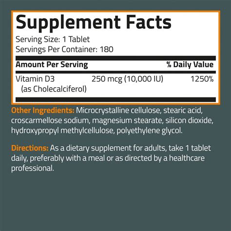 Vitamin D3 10,000 IU (250 MCG) - Bronson Vitamins | Vitamins and ...