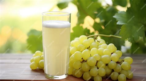 Premium Photo | White grape juice in a fluted glass sweet white grape ...