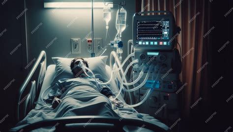 A person in a hospital bed with the word hospital on the side | Premium ...