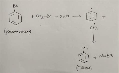 Convert bromobenzene into methyl benzene write the name of this ...